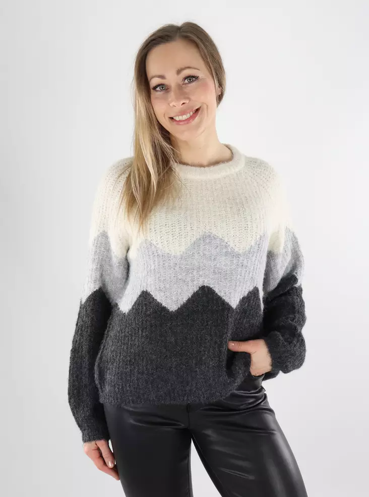 Only damtröja Zigzag O-Neck baby's breath/lgm/dmg - Stickat för damer - 140043 - 1