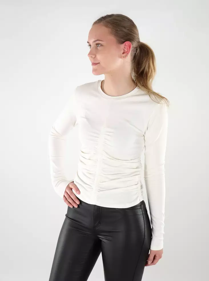 Only damskjorta Ruched cloud dancer - Långärmade tröjor för  damer - 137653 - 1