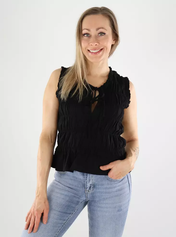 Only topp linne volang svart - Toppar för damer - 140833 - 1