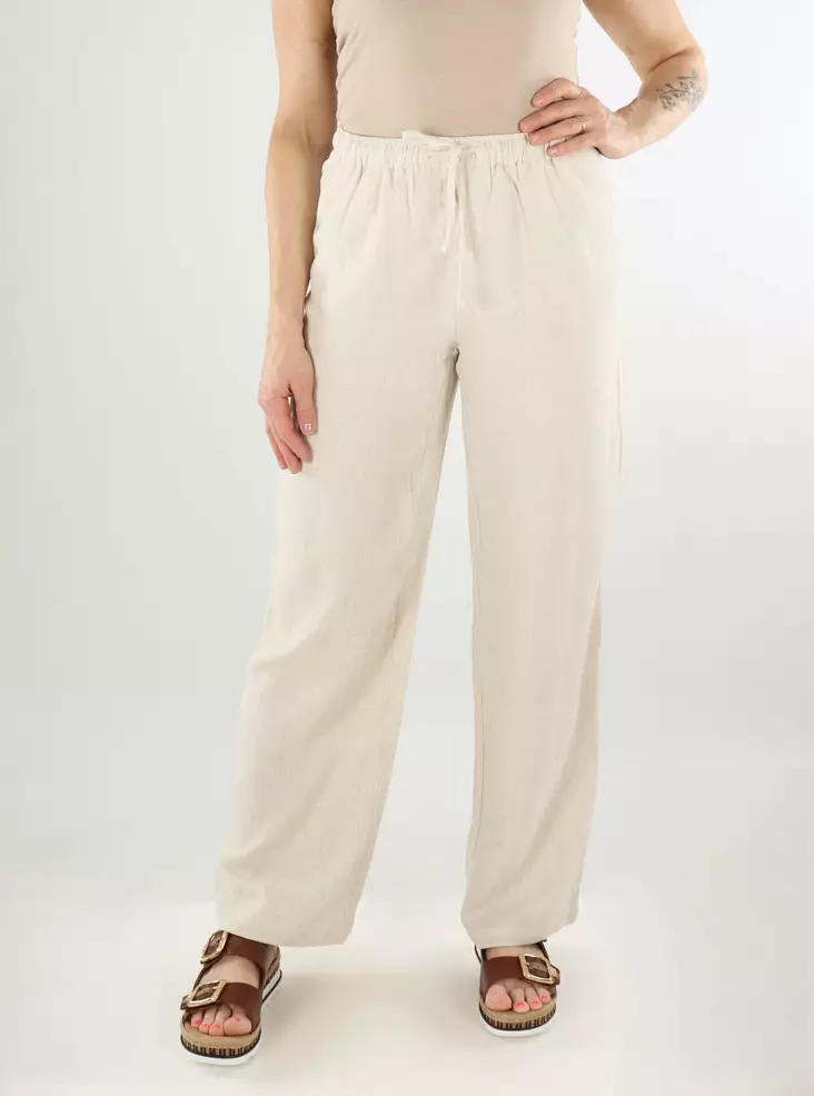 Only byxor i linneblandning ONLSIESTA MW Linen moonbeam - Byxor för damer - 138563 - 1