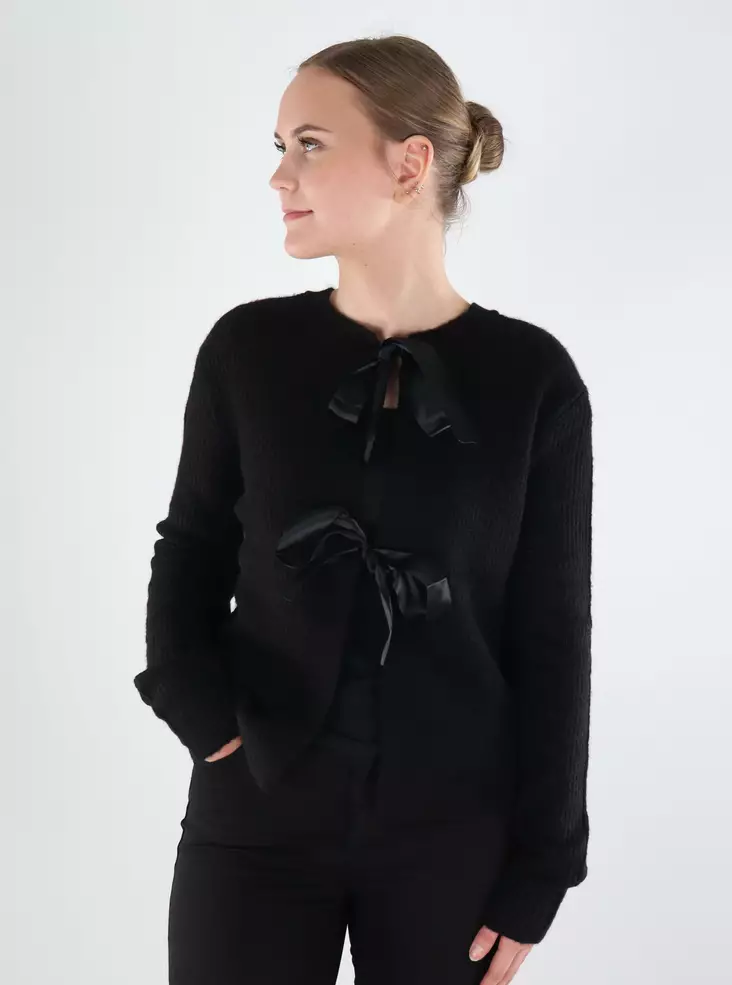 Pieces Tröja svart/svart rosett - Stickat för damer - 139703 - 1