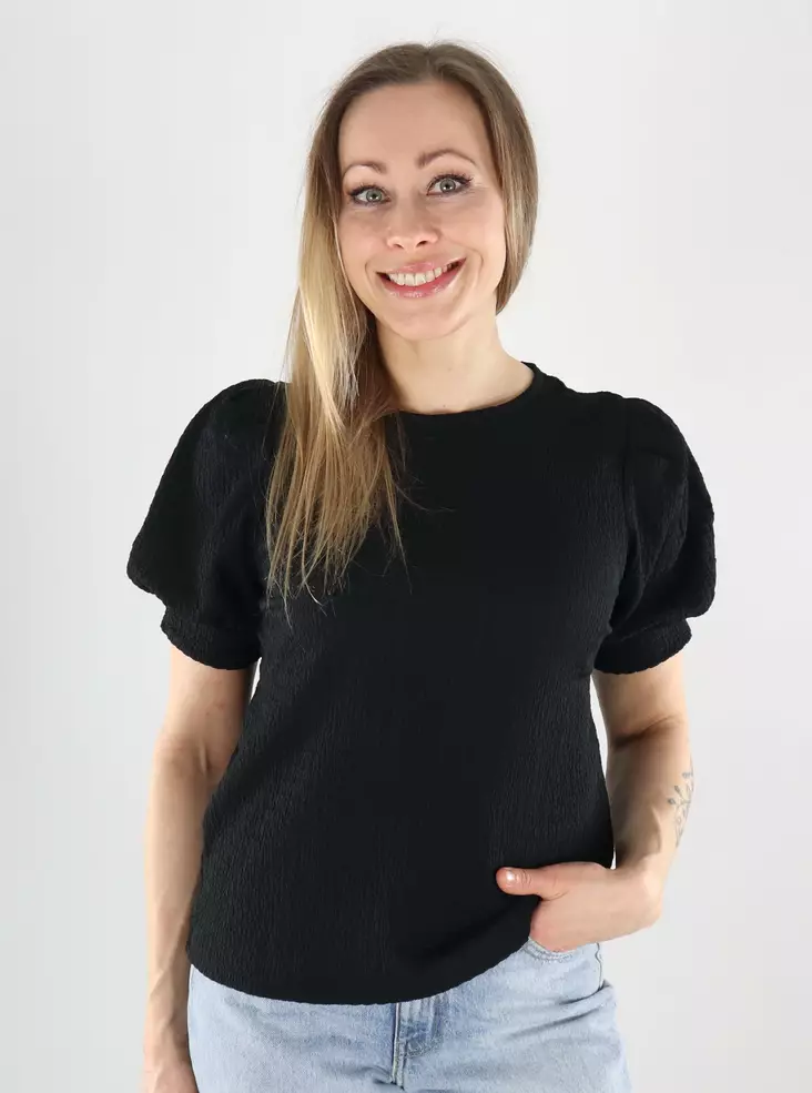 Pieces damtröja 2/4 O-ringad svart - T-shirts för damer - 140143 - 1
