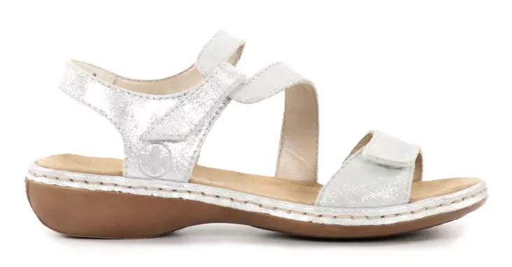 Rieker damsandaler i äkta läder 659C7-93 silver - Rieker sandals - 137943 - 1