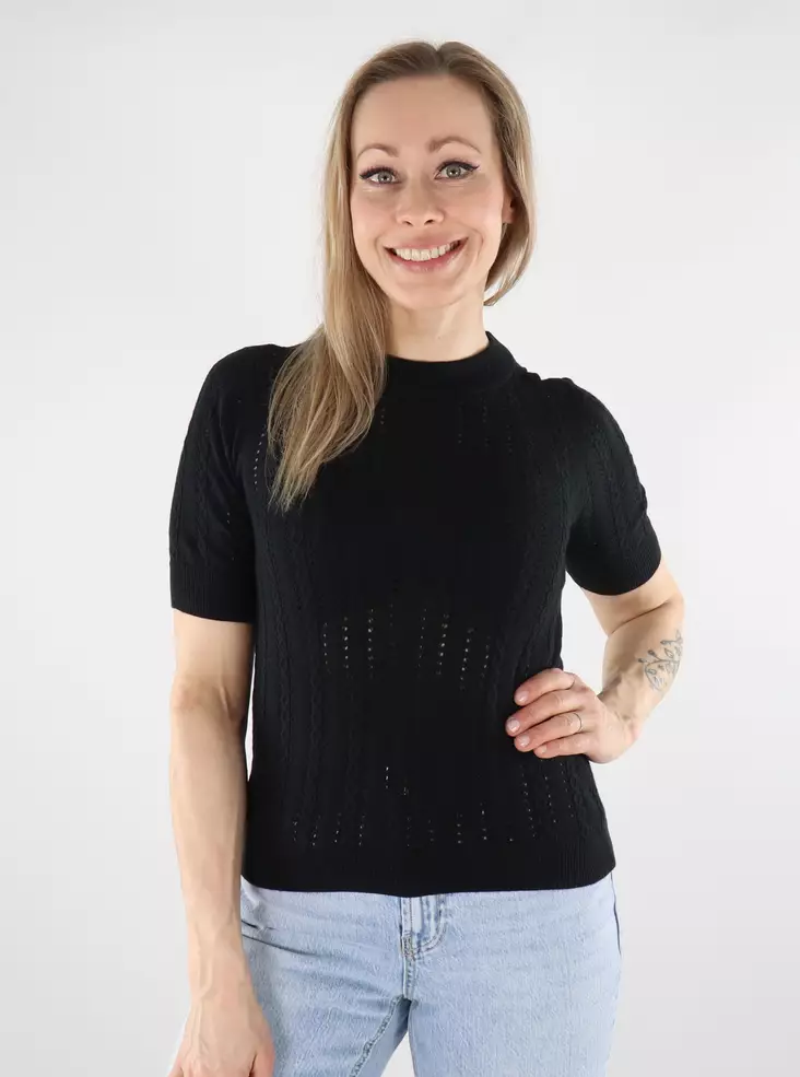 Vero Moda stickad t-shirt dam 2/4 svart - T-shirts för damer - 138233 - 1