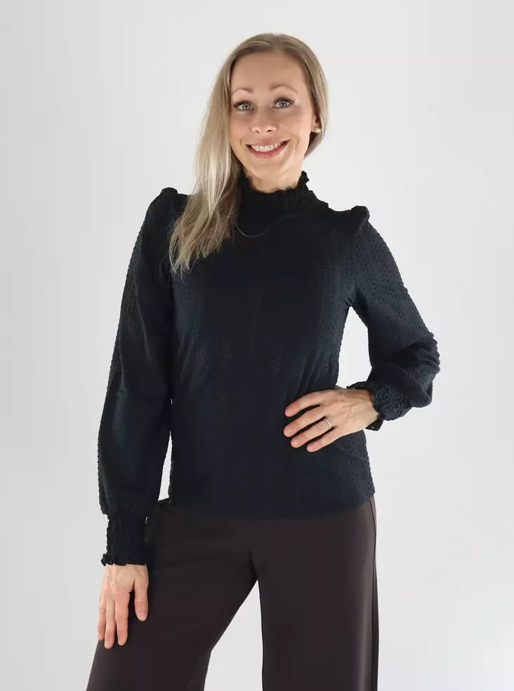 Vila Skjorta L/S SMOCKTOPPA svart skönhet - Långärmade tröjor för damer - 141533 - 1