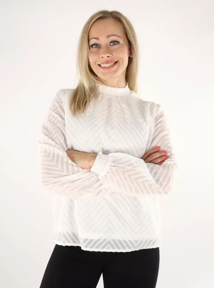 Vila damskjorta Highneck snövit - Långärmade tröjor för  damer - 136803 - 1