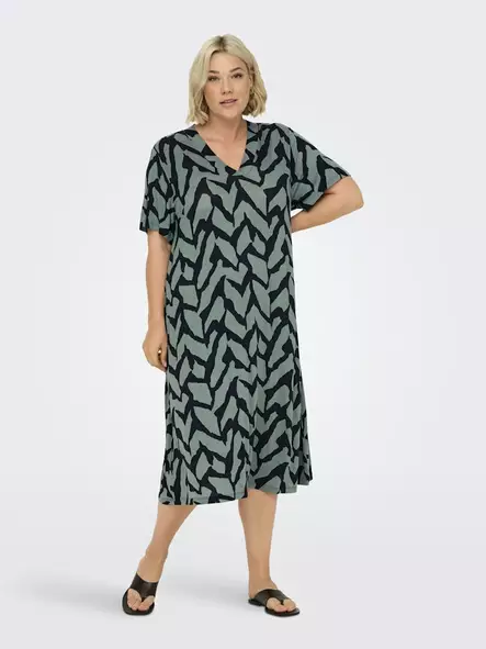 Only Carmakoma Plus Size Klänning Life V-ringad laurel wreath - Klänningar och tunikor - 138924 - 1