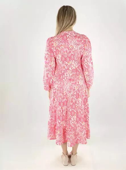 Only mönstrad klänning 7/8 cloud dancer/sikka - Klänningar och tunikor - 140564 - 2