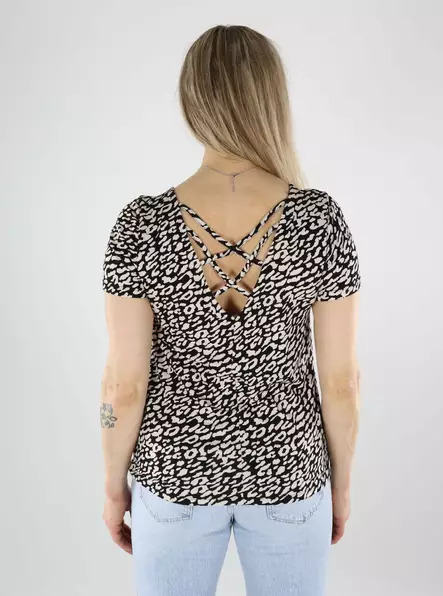 Only dam t-shirt Back Lace svart/äggnog leo - T-shirts för damer - 140674 - 2