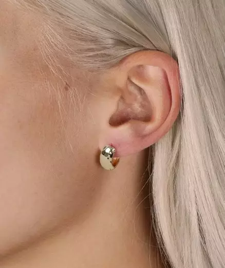 Snö of Sweden Örhängen Union nio hamrad ring 12 mm guld - Halsband - 141594 - 2