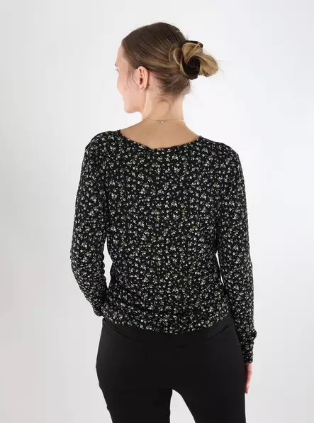JDY dam stretchskjorta Life svart/ditzy flow - Långärmade tröjor för damer - 140094 - 2