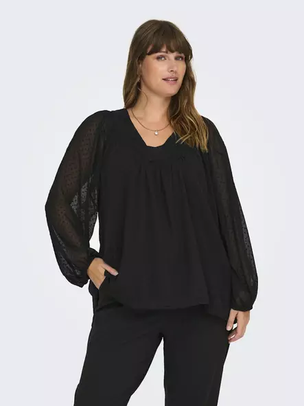 Only Carmakoma dam plus size skjorta svart - Långärmade tröjor för  damer - 136834 - 1