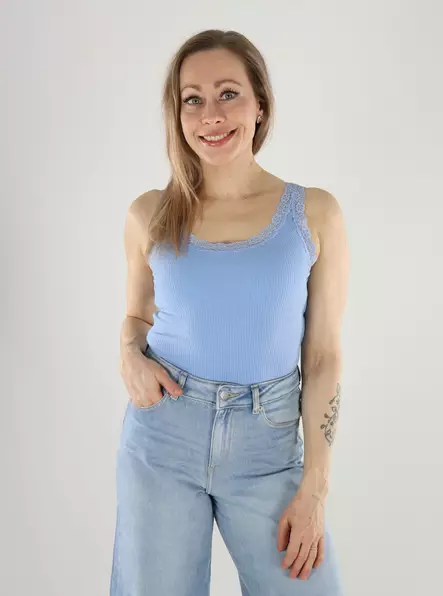 Only ribbad topp linne serenity - Toppar för damer - 140884 - 1