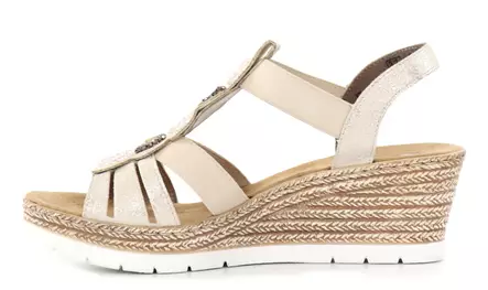 Rieker kilsandaler för damer 619B2-60 beige - Rieker sandals - 137944 - 2