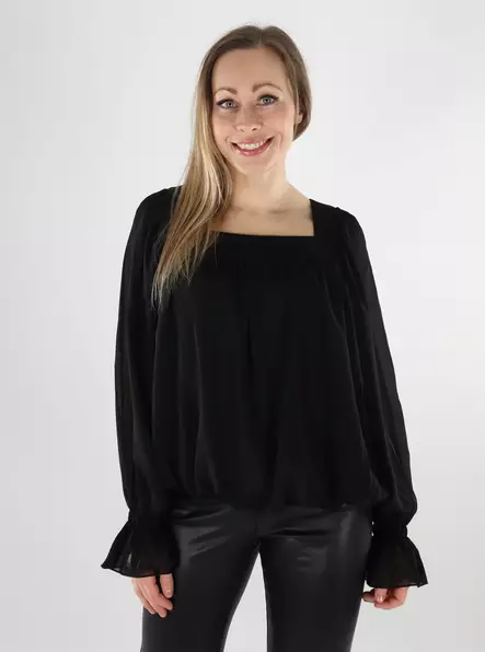 Vero Moda damskjorta Fyrkantig halsringning svart - Långärmade tröjor för damer - 140074 - 1