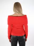 Pieces damtröja Off Shoulder högriskröd - Stickat för damer - 137434 - 2