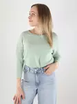 Vero Moda damtröja i bomull VMNEW Nora 3/4 Båthals siltgrön - Stickat för damer - 140134 - 1