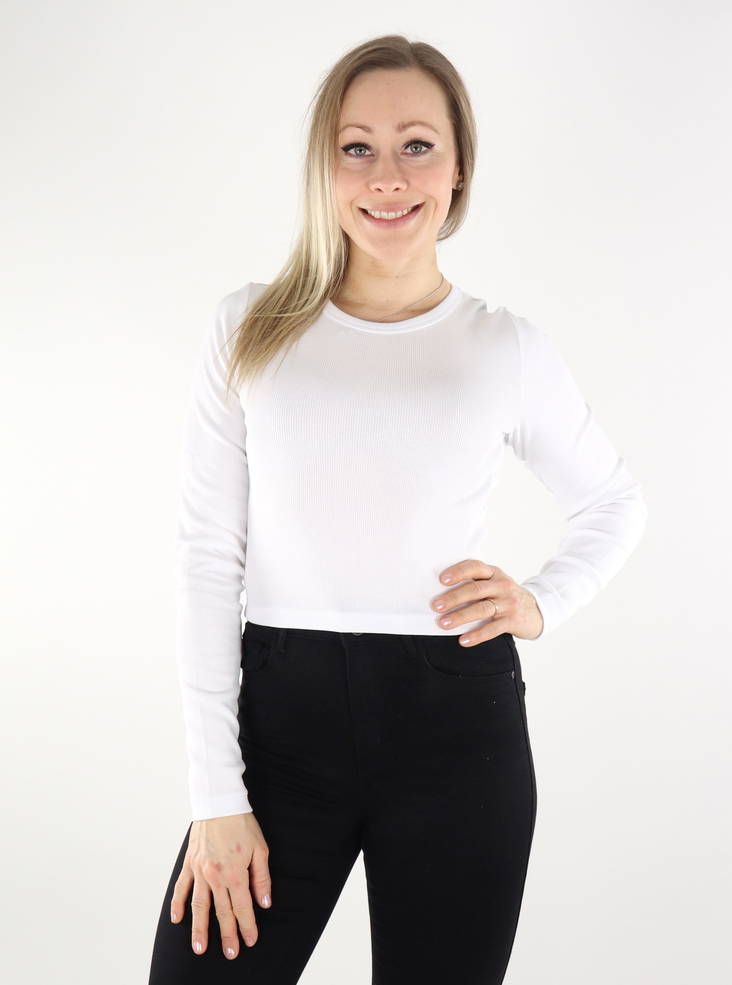 JJXX ribbad skjorta vit - Långärmade tröjor för  damer - 135524 - 1