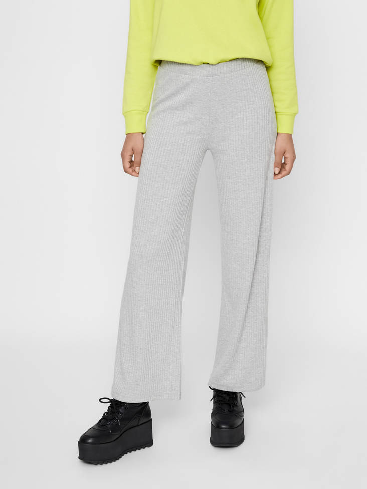 Pieces stretchiga dam ribb byxor Molly ljusgrå - Byxor för damer - 129124 - 1