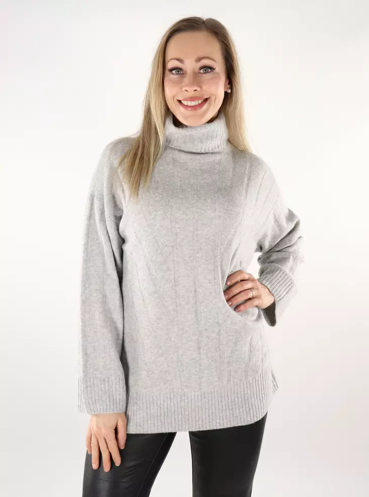 Only damtröja Rib ljusgrå - Stickat för damer - 137464 - 1