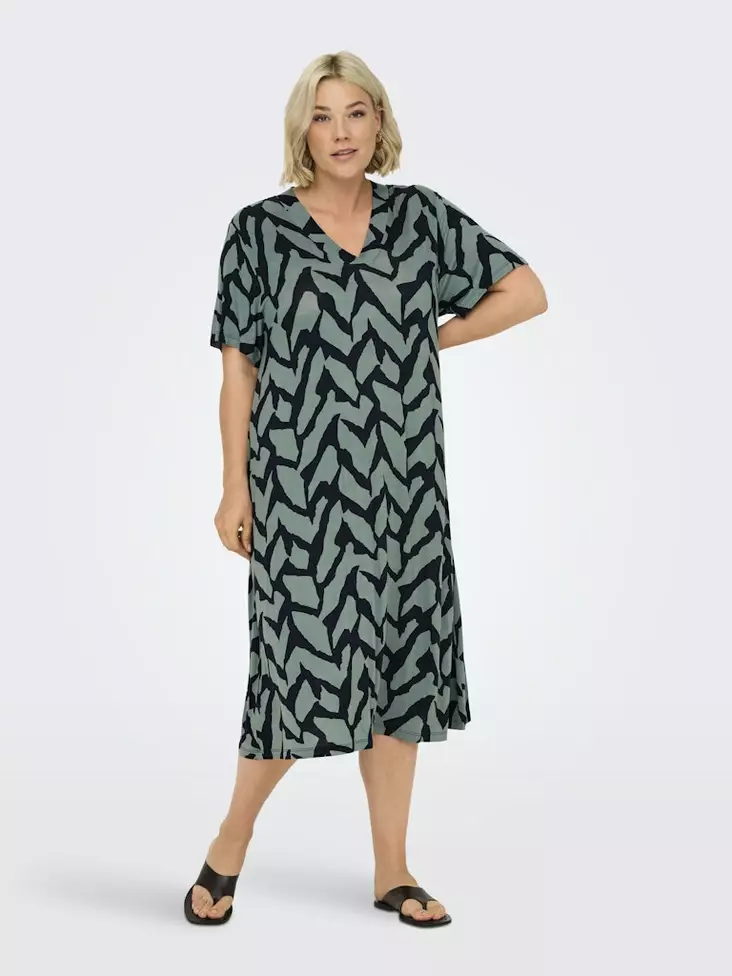 Only Carmakoma Plus Size Klänning Life V-ringad laurel wreath - Klänningar och tunikor - 138924 - 1