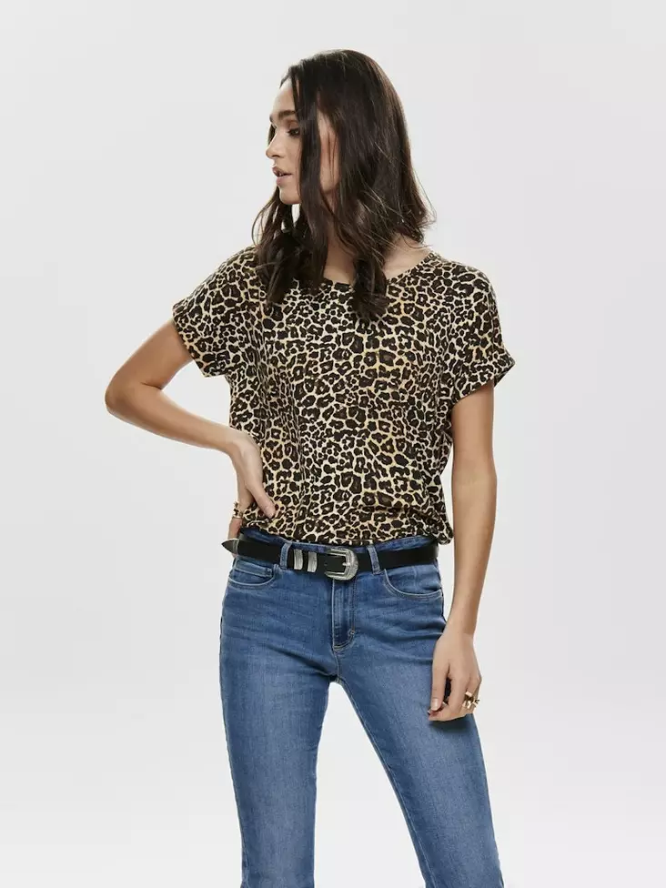 Only dam t-shirt Moster svart/leo - T-shirts för damer - 136484 - 1