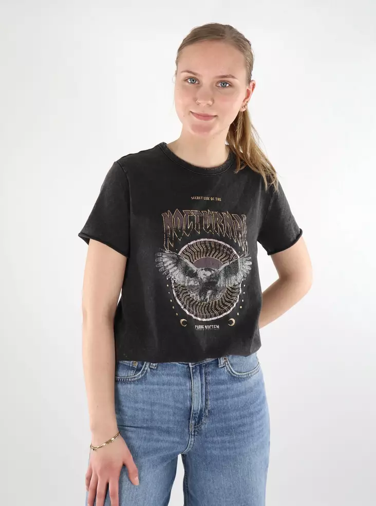Only tryckt t-shirt Life svart / nattlig - T-shirts för damer - 137774 - 1