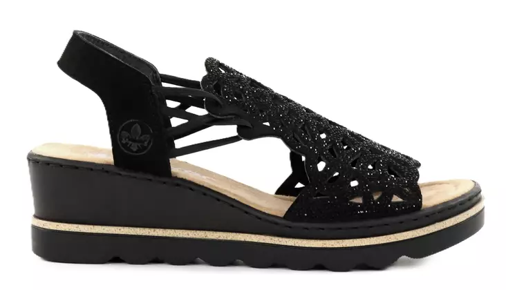 Rieker kilsandaler för damer 67465-00 svart - Rieker sandals - 138154 - 1