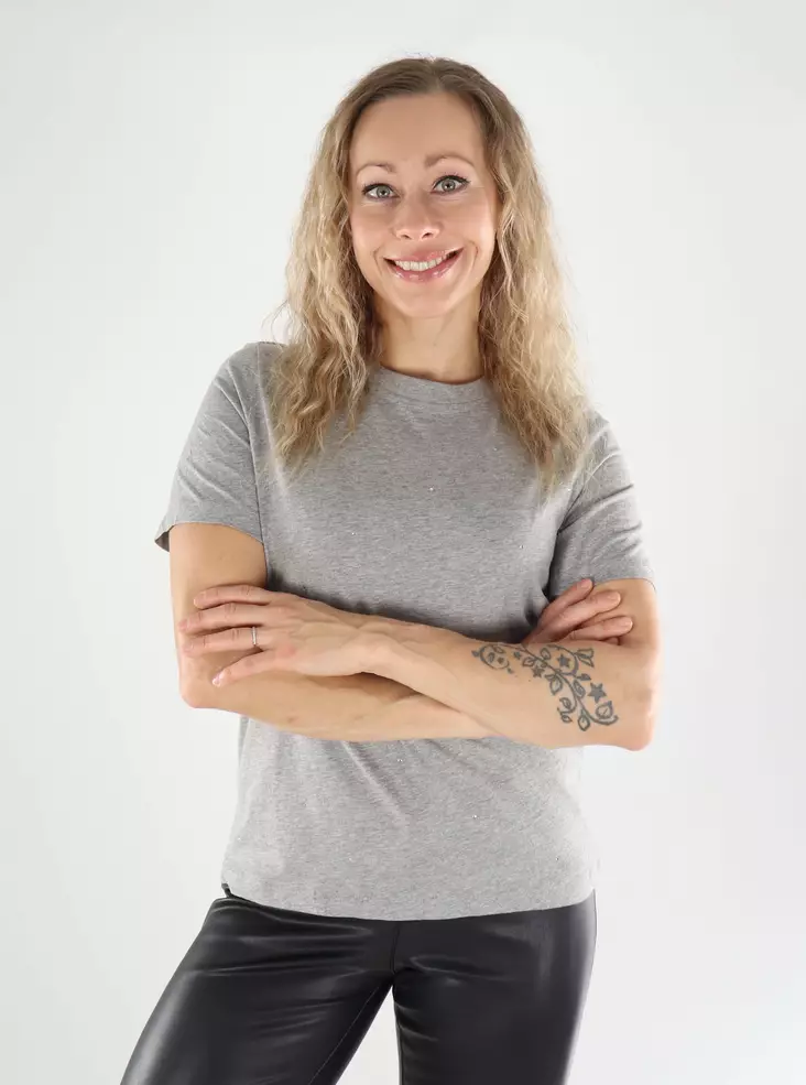 Vero Moda dam t-shirt i ekologisk bomull ljusgrå/silver - T-shirts för damer - 139504 - 1
