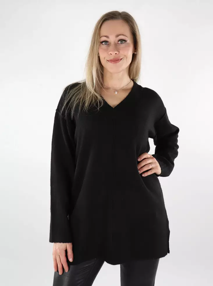 Vero Moda damtröja V-ringad Lång svart - Stickat för damer - 137424 - 1
