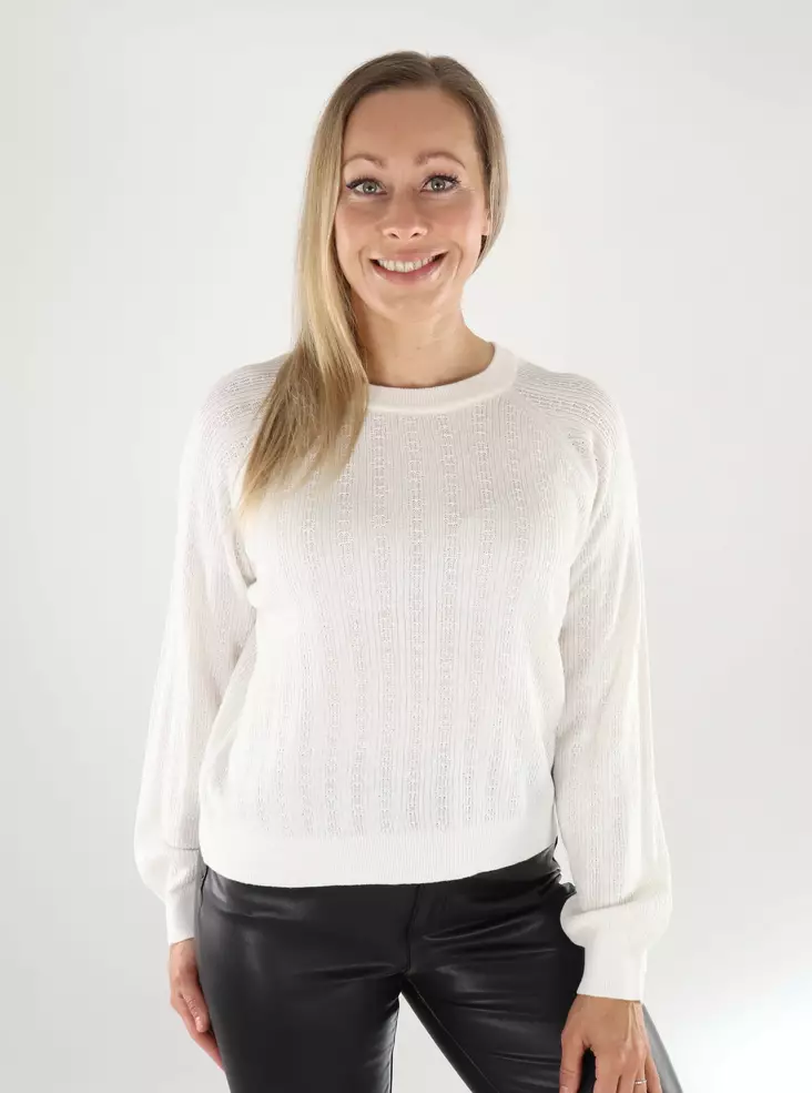 Vero Moda damtröja VMNEWLEX Stitch Raglan snövit - Stickat för damer - 139124 - 1