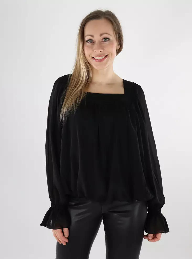 Vero Moda damskjorta Fyrkantig halsringning svart - Långärmade tröjor för  damer - 140074 - 1