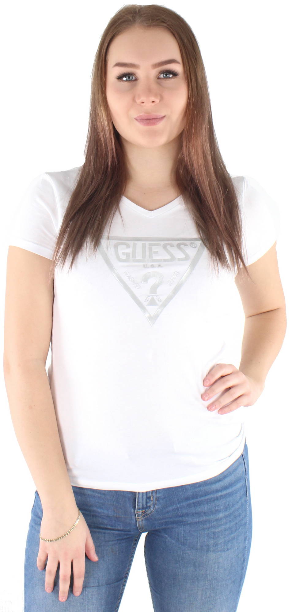 Guess T shirt Triangle vit Stilettoshop.se webbutik Guess Läderjacka W62L09L0GF0 Stilettoshop.se webbutik