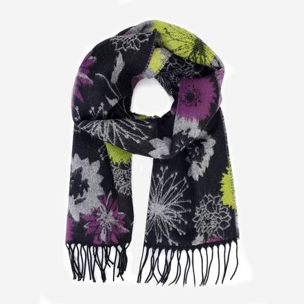 Veniz 66450 Scarf svart / blommig - Halsdukar för damer - 134975 - 1