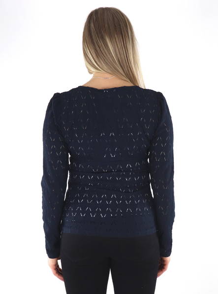 Vila Shirt Zuzan V-ringad marinblå blazer - Långärmade tröjor för  damer - 135065 - 2
