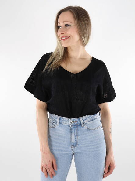 Pieces dam t-shirt Vändbar spets svart - T-shirts för damer - 136105 - 1
