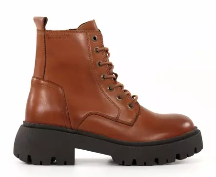Ten Points Dam Ankelboots i läder 60384 Pandora Chunky Cognac - Stövletter och kängor för damer - 136885 - 1