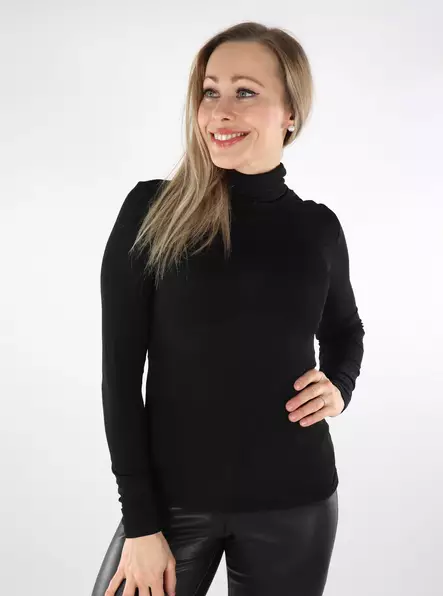 Only glitterskjorta Rollneck svart/svart - Långärmade tröjor för  damer - 137535 - 1