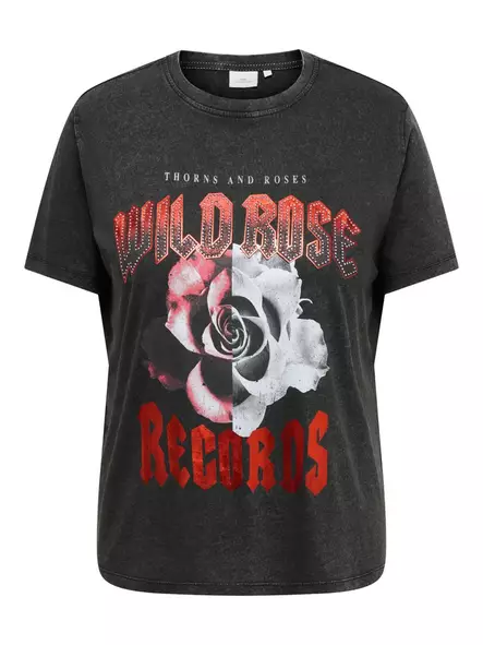 Only Carmakoma T-shirt svart/rosa - T-shirts för damer - 141395 - 1