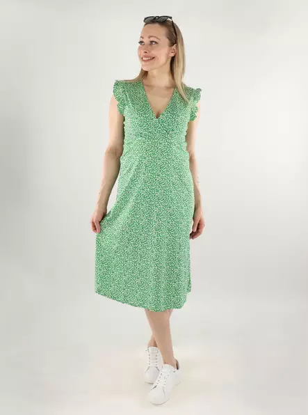 Only ekologisk bomullsklänning Wrap Midi green bee/mia ditsy - Klänningar och tunikor - 138125 - 1