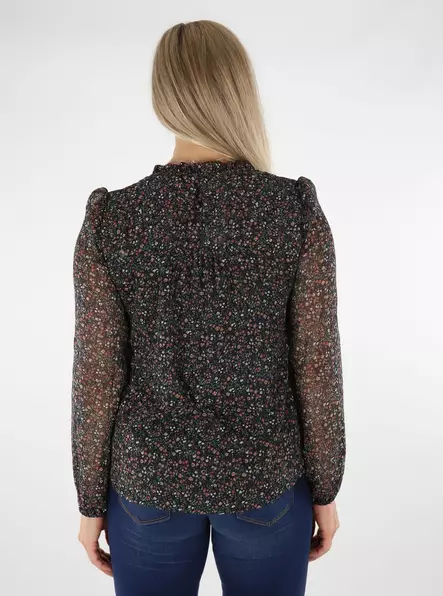 Only Shirt Ditsy svart/redigera ditsy - Långärmade tröjor för  damer - 136625 - 2