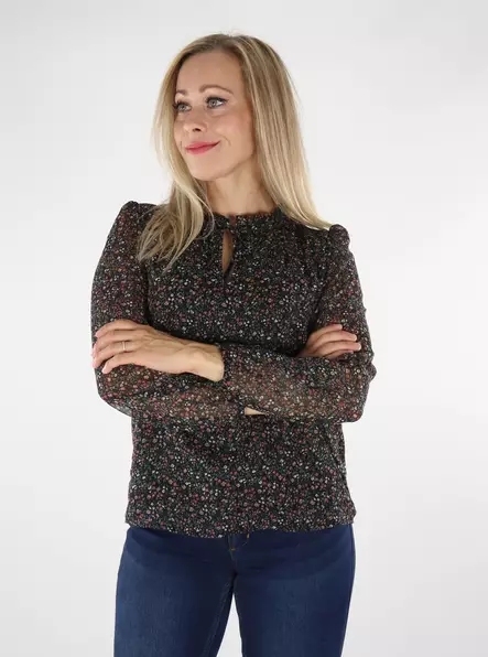 Only Shirt Ditsy svart/redigera ditsy - Långärmade tröjor för  damer - 136625 - 1