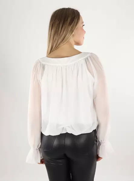 Vero Moda damskjorta Fyrkantig halsringning snövit - Långärmade tröjor för damer - 140075 - 2