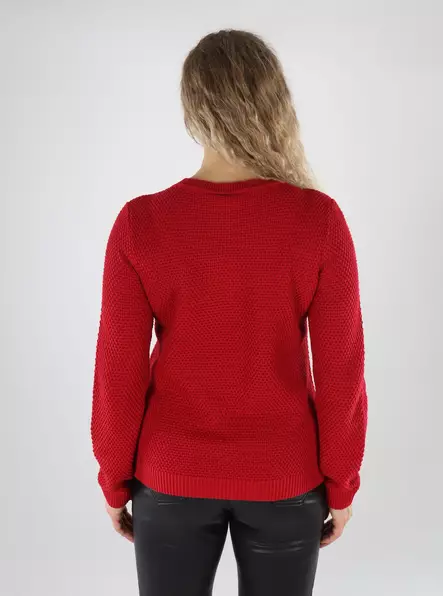 Vila damtröja O-Neck jester röd - Stickat för damer - 139575 - 2