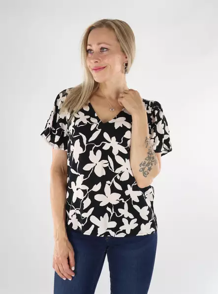 Vila dam t-shirt V-ringad svart skönhet/po - T-shirts för damer - 136455 - 1