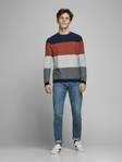 Jack & Jones herr stickad tröja Flame mörkblå/orange - Stickat för herrar - 126855 - 3