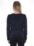 Vila Shirt Zuzan V-ringad marinblå blazer - Långärmade tröjor för damer - 135065 - 2