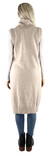 Vila beige dam stickad väst, lång Ril long natural - Stickat för damer - 129425 - 2