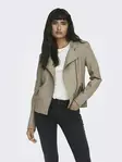 Only dambikerjacka Ava Faux vittrad teak - Skinnjackor och PU-jackor för damer - 136485 - 1