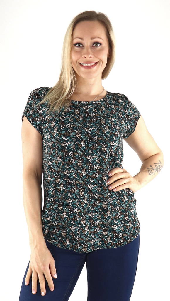 Only T-Shirt Vic Balsam green/fall ditsy - T-shirts för damer - 133865 - 1